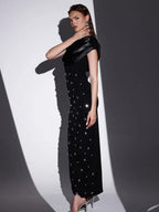 Off-shoulder Diamond Black Evening Dress - Viexta