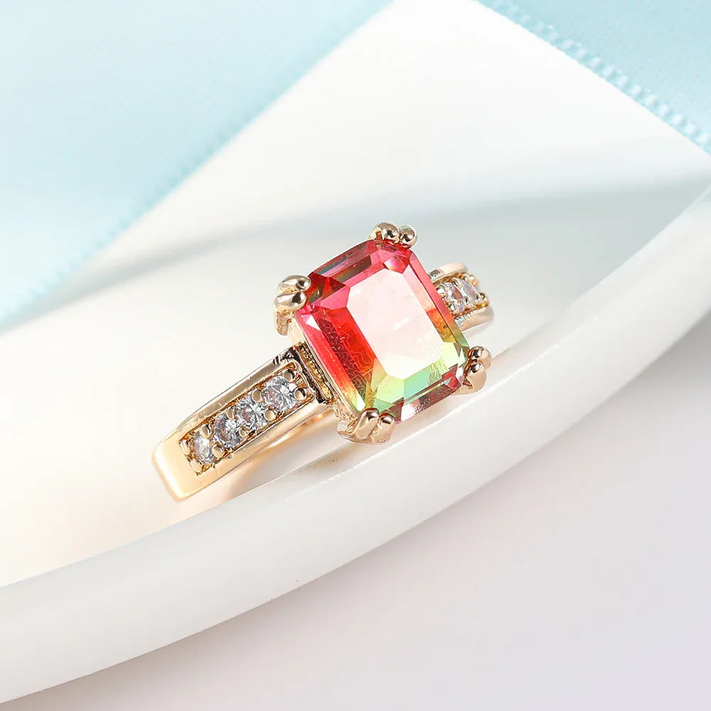 Women's Simple Square Zircon Ring