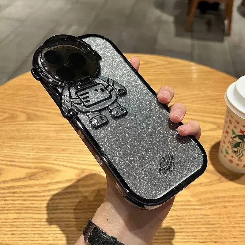 Glitter Astronaut Camera Stand Phone Case For IPhone - Viexta