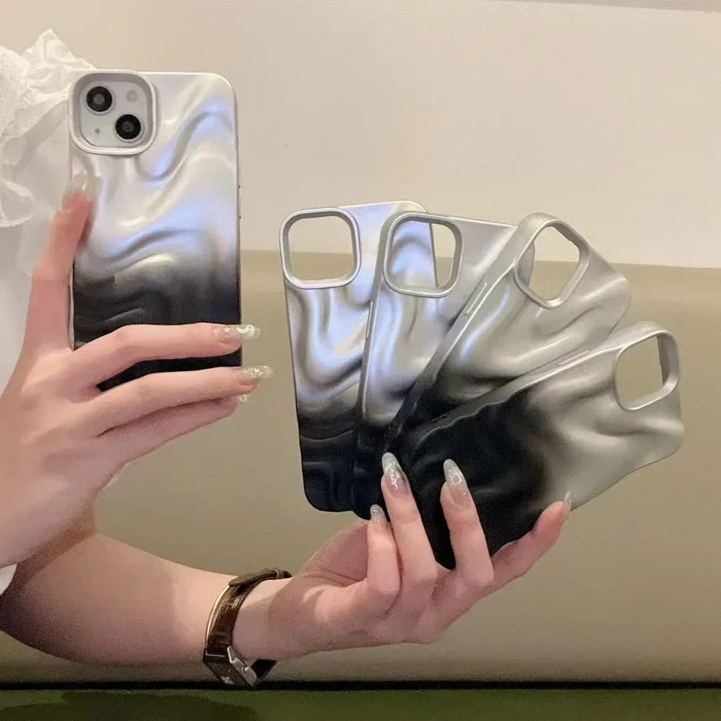 silver-black-water-ripple-three-dimensional-iphone-case - Viexta