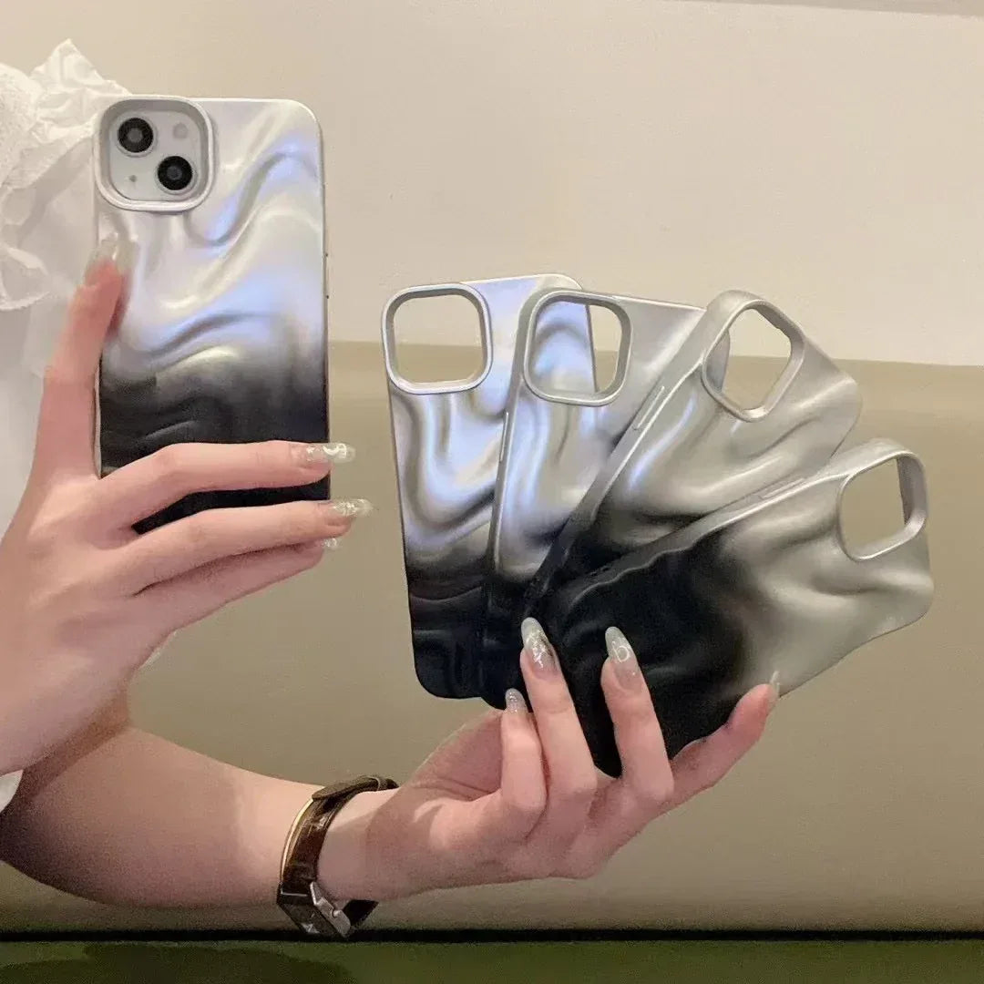 silver-black-water-ripple-three-dimensional-iphone-case - Viexta