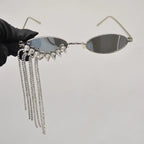 Glamorous Rhinestone-tasseled Sunglasses - Viexta