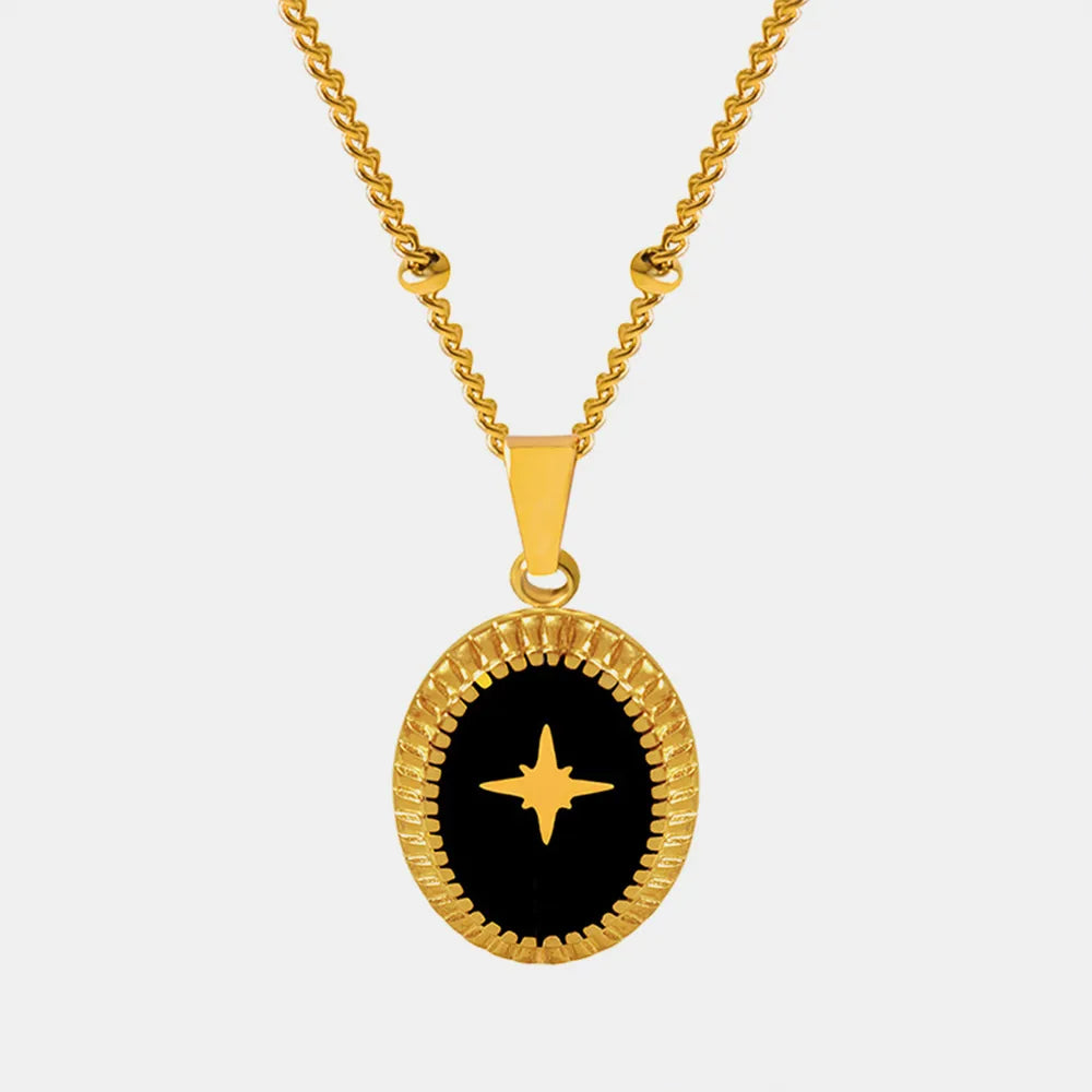 Dripping Oil Star Elliptical Titanium Steel Pendant Necklace