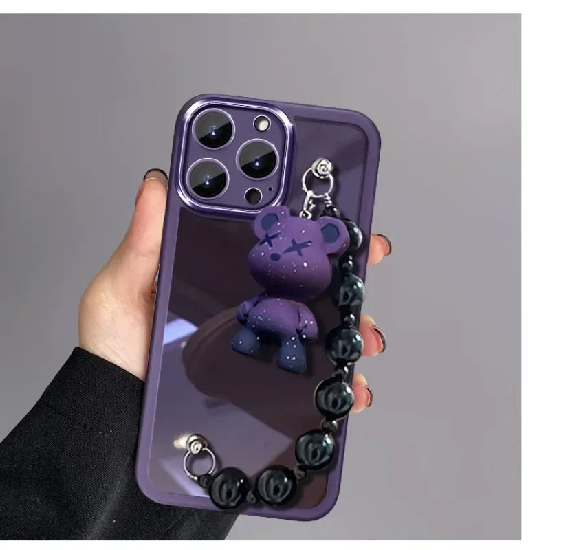 TPU Soft Teddy Bear Bracelet for IPhone case