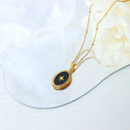 Dripping Oil Star Elliptical Titanium Steel Pendant Necklace