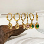 Emerald Zircon Oval Huggies - Viexta