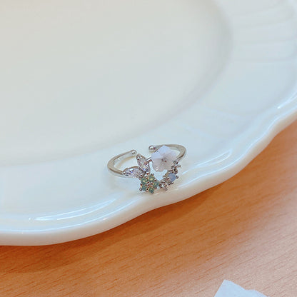 Micro Set Crystal Zircon Pearl Ring