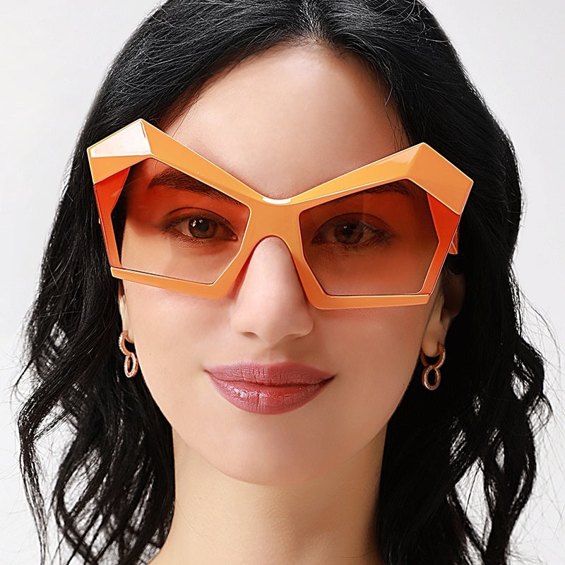 Cat's Eye Polygon Large Rim Sunglasses