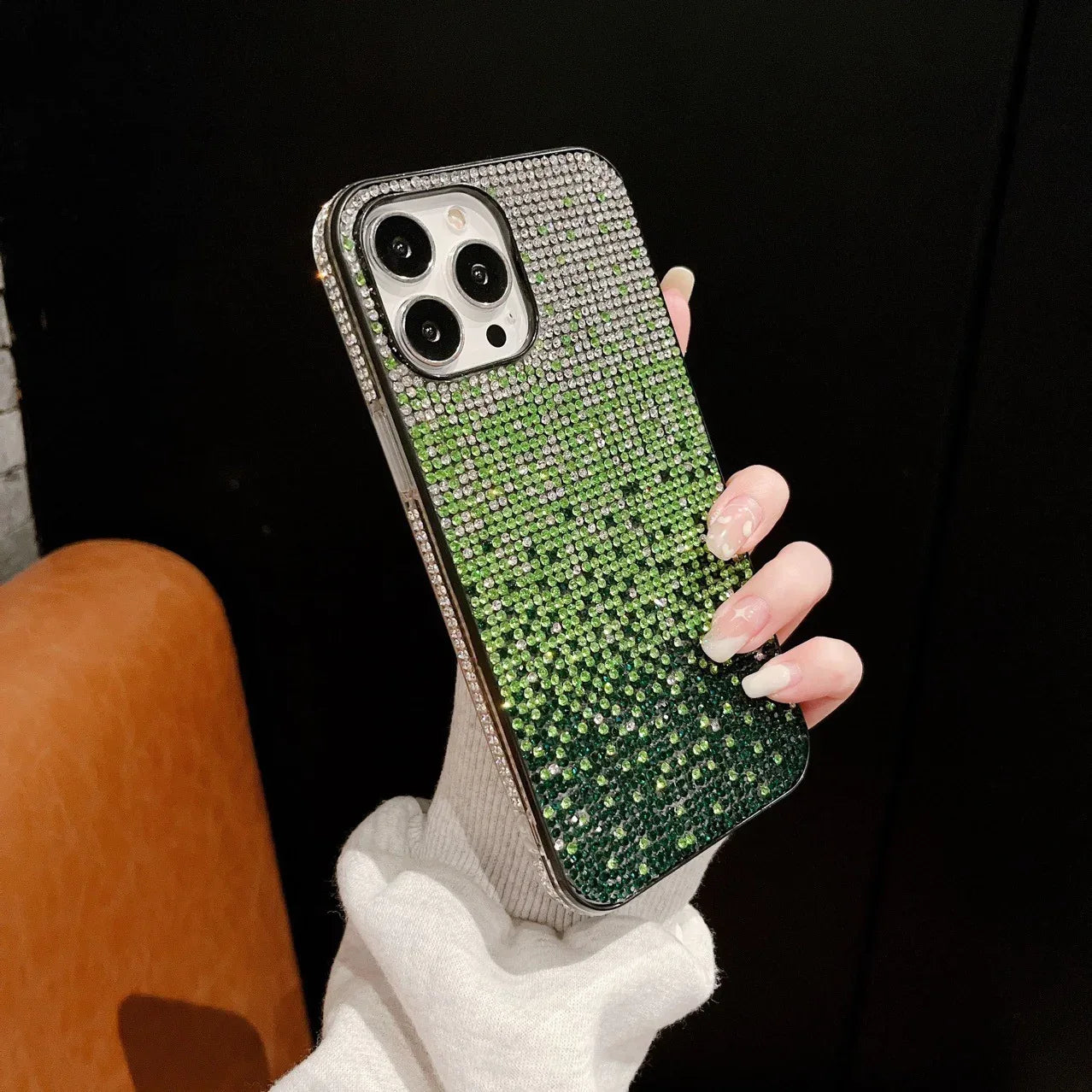Gradient Edge Diamond Starry Sky Rhinestone iPhone Case - Viexta