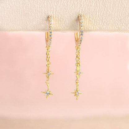 18k Zirconium Plated Chain Earrings