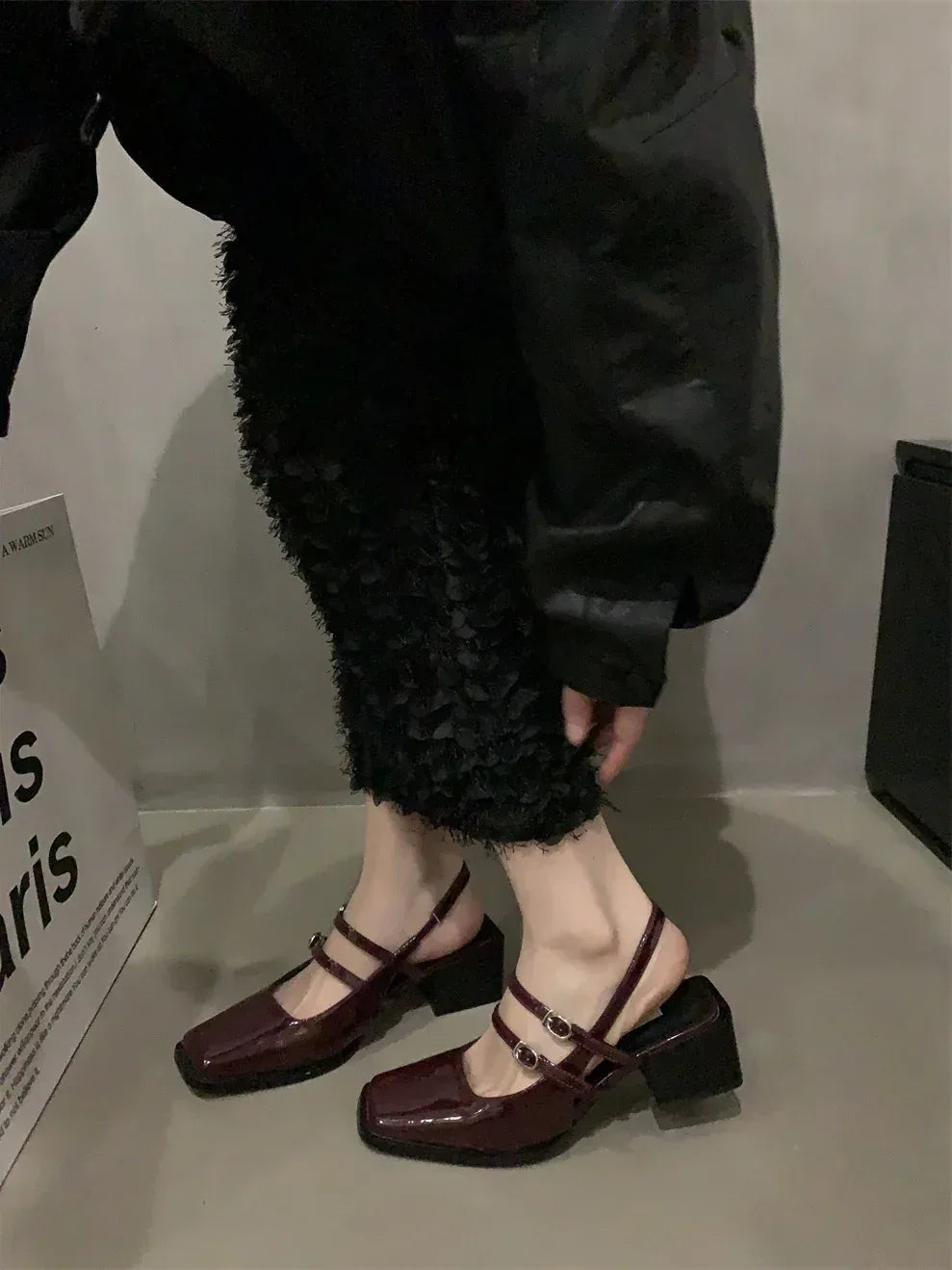 Women Thick Black High Heels - Viexta