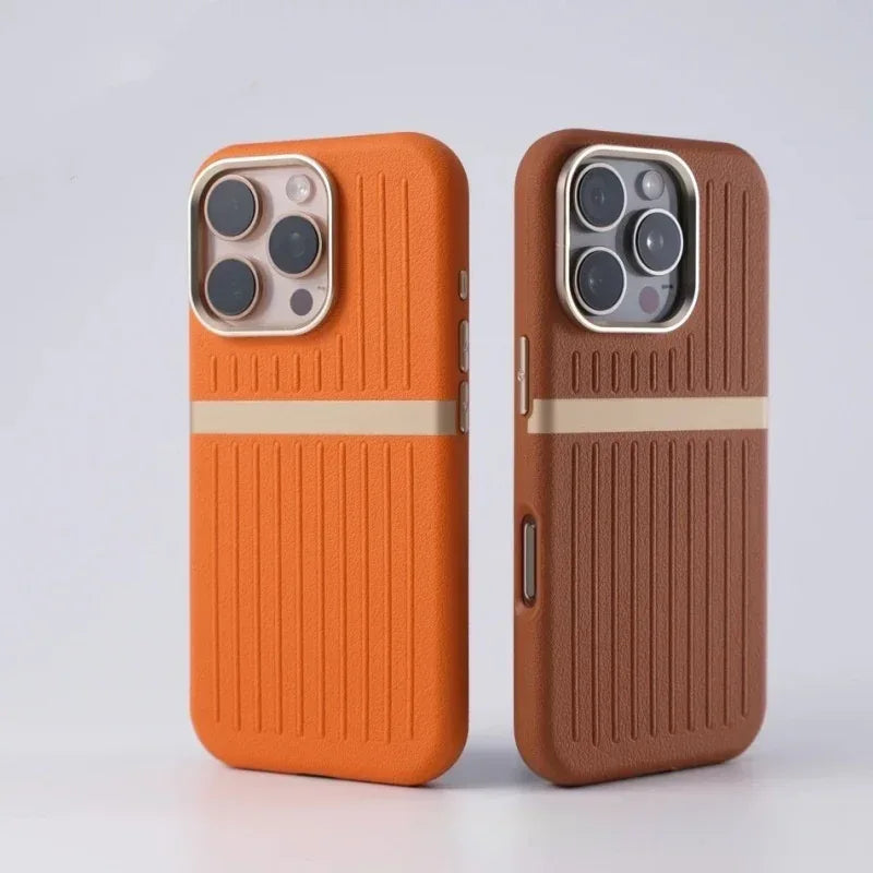 Corrugated Magnetic Business Leather iPhone Case - Viexta