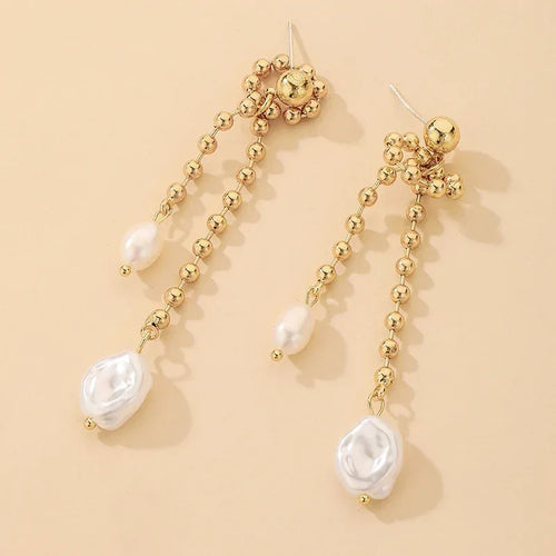 Baroque Pearl Metal Earrings - Viexta