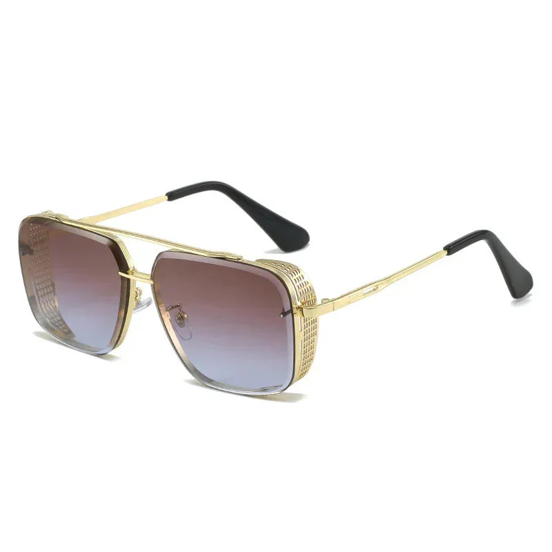 Gradient A Wire Fence Edge Retro Sunglasses - Viexta