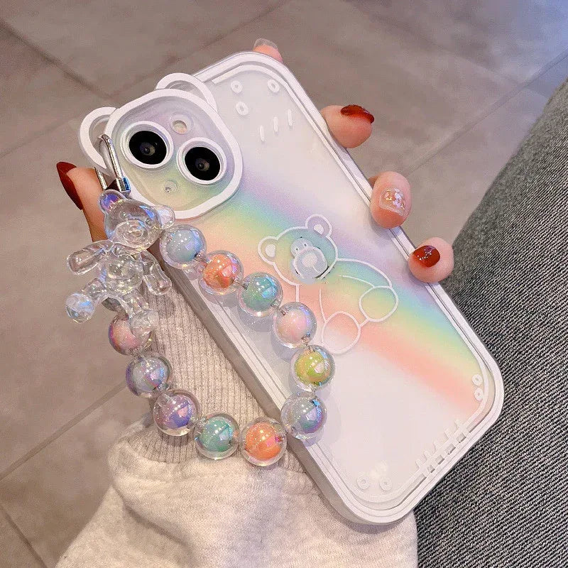 Floral Bear iPhone Case with Charm - Viexta