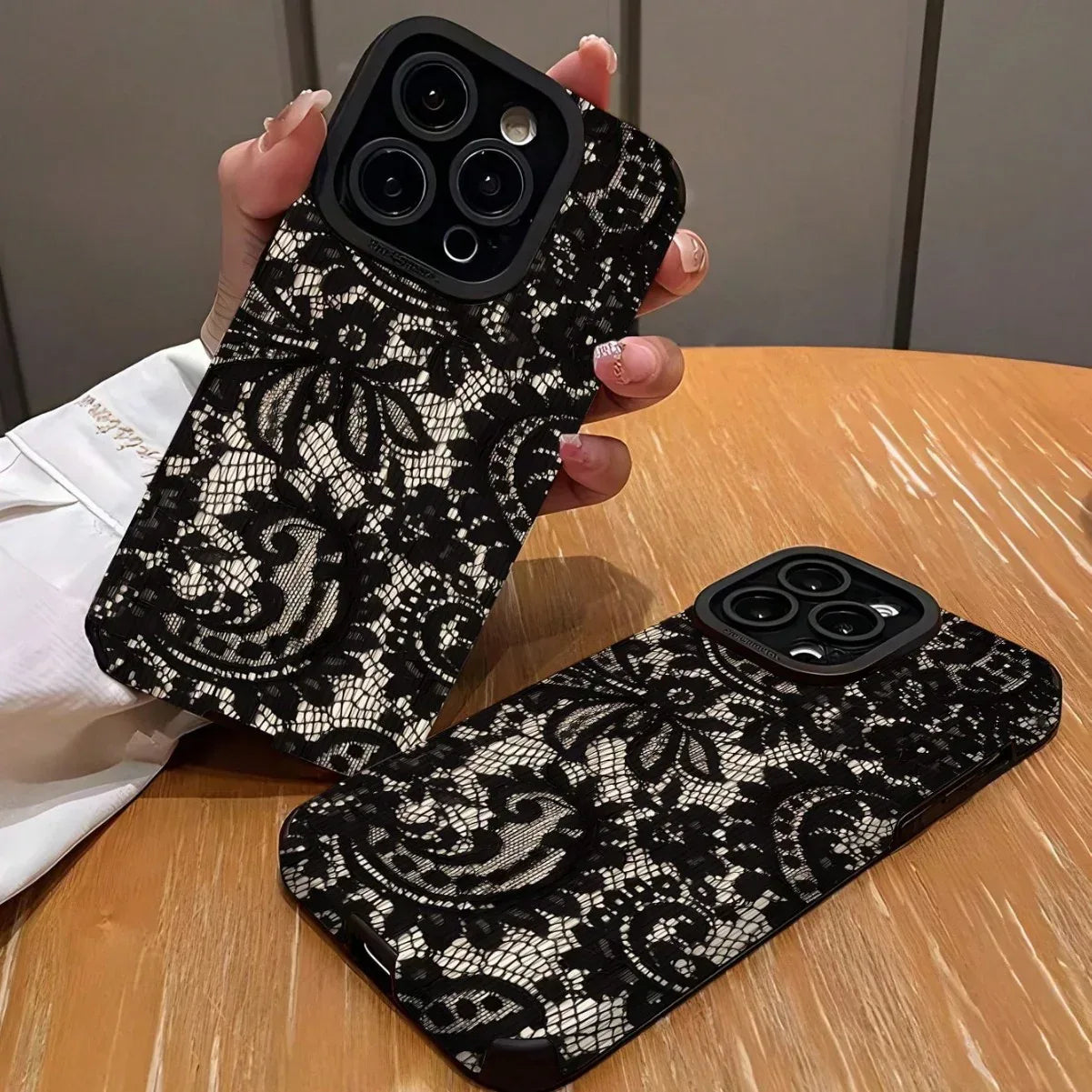 Black Lace-patterned iPhone Case - Viexta