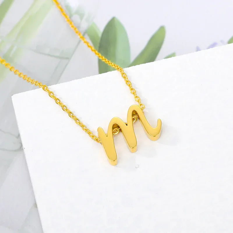 Small Letter Hollow Stainless Necklace - Viexta