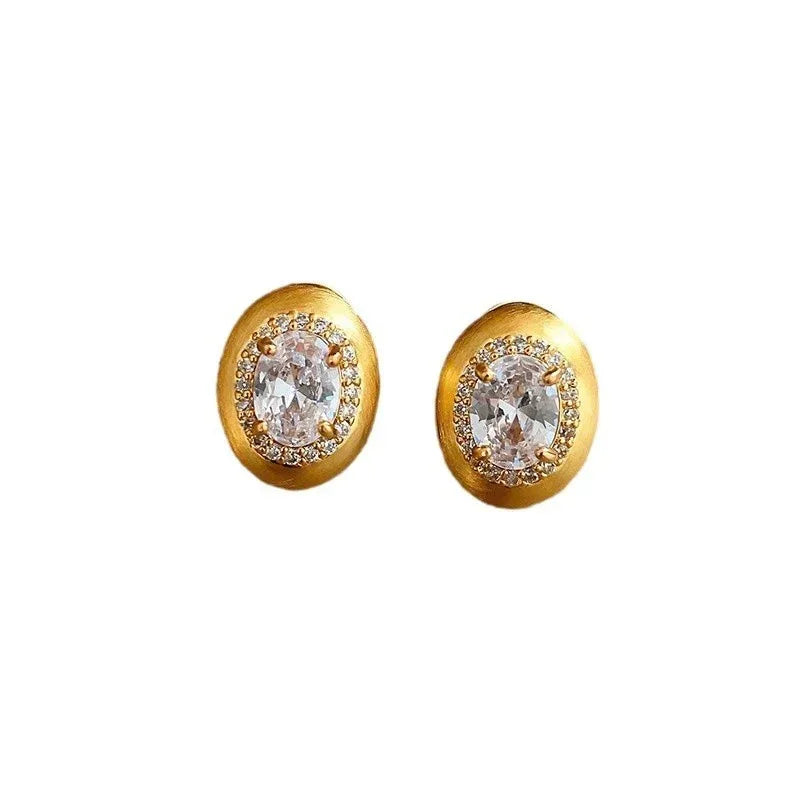 Silver Needle Micro Inlaid Zircon Ear Studs - Viexta