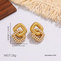Niche Diamond-encrusted Drop Earrings In Titanium Steel