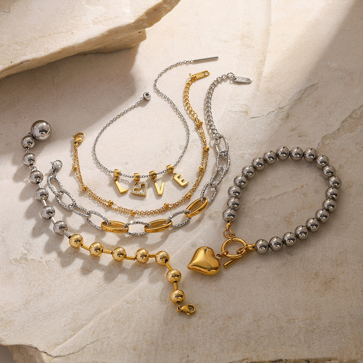 Stainless Steel Beaded Bracelet