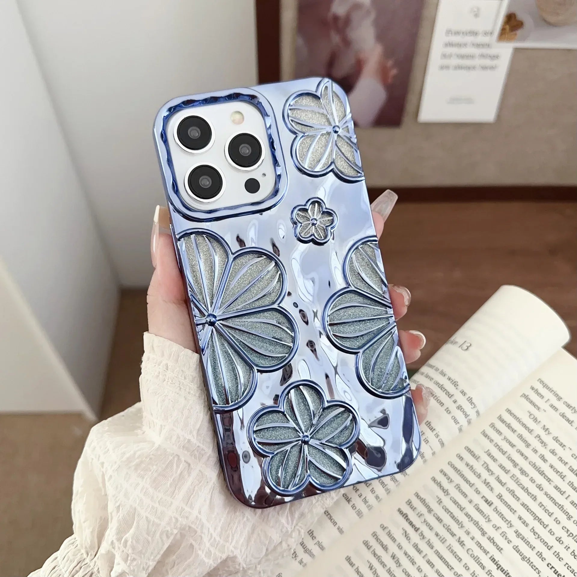 Electroplating Pleated Flower iPhone Case - Viexta