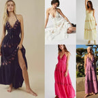 Summer V-neck Sleeveless Waist Embroidered Dress - Viexta
