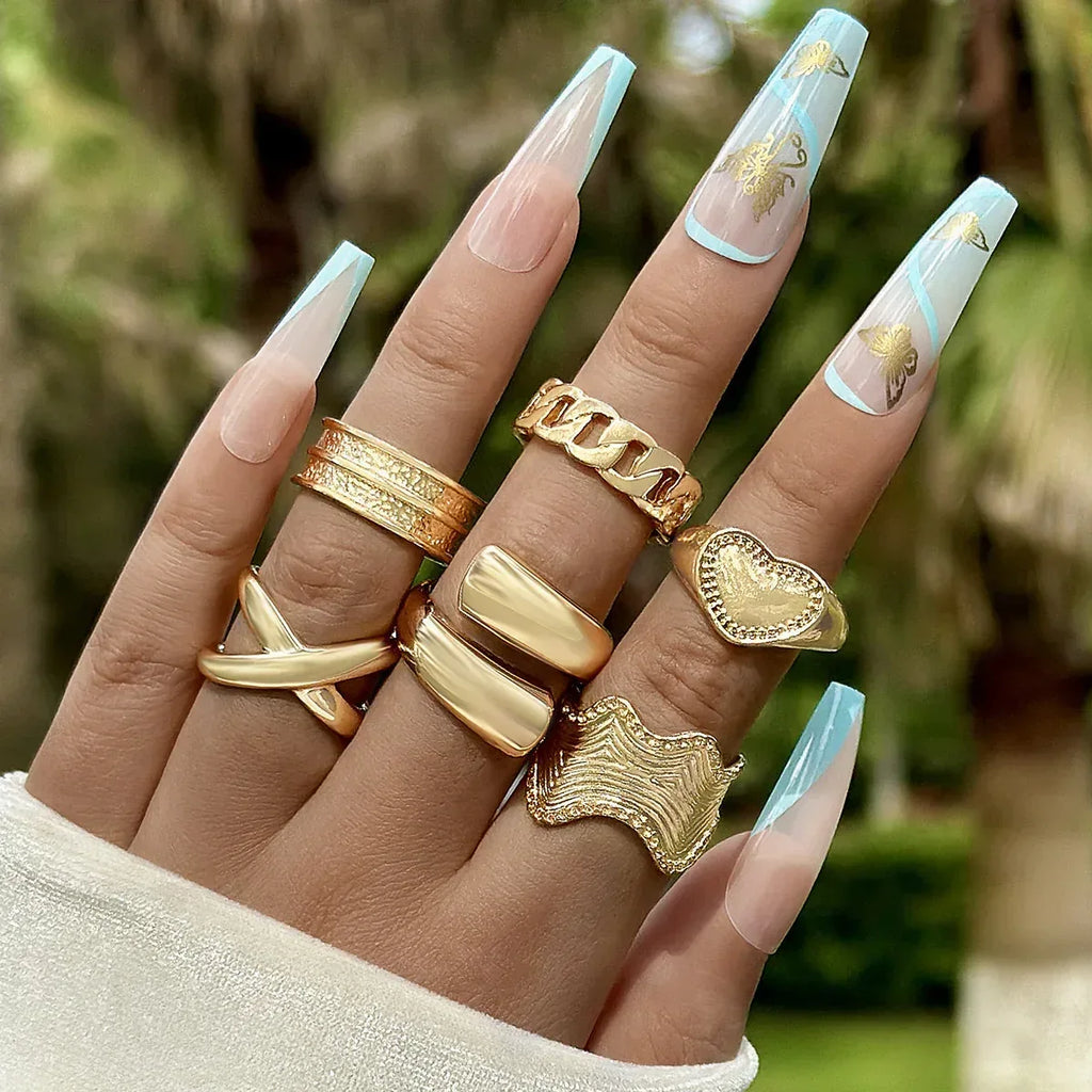 set-wave-bracelet-niche-cross-winding-glossy-ring - Viexta