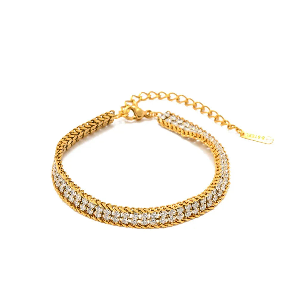 18k-gold-double-layer-white-zircon-bracelet - Viexta