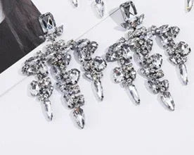 Luxury Sparkling Rhinestone Water Drop Tassel Stud Earrings - Viexta