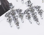 Luxury Sparkling Rhinestone Water Drop Tassel Stud Earrings - Viexta