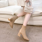 American Style Square Toe Back Zip Short Boots