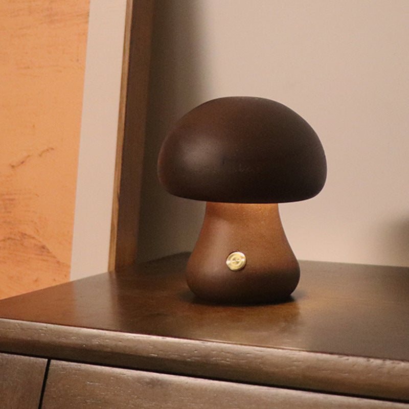 Wooden Cute Mushroom LED Night Light