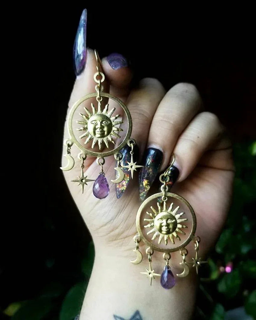 Amethyst Teardrop Pendant Earrings - Viexta