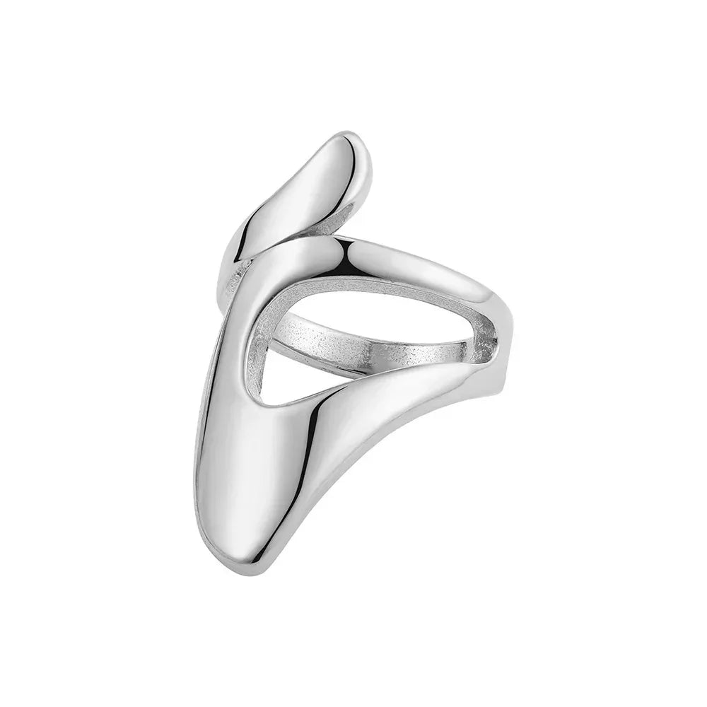 irregular-titanium-steel-ring-with-water-droplet-knot-opening - Viexta