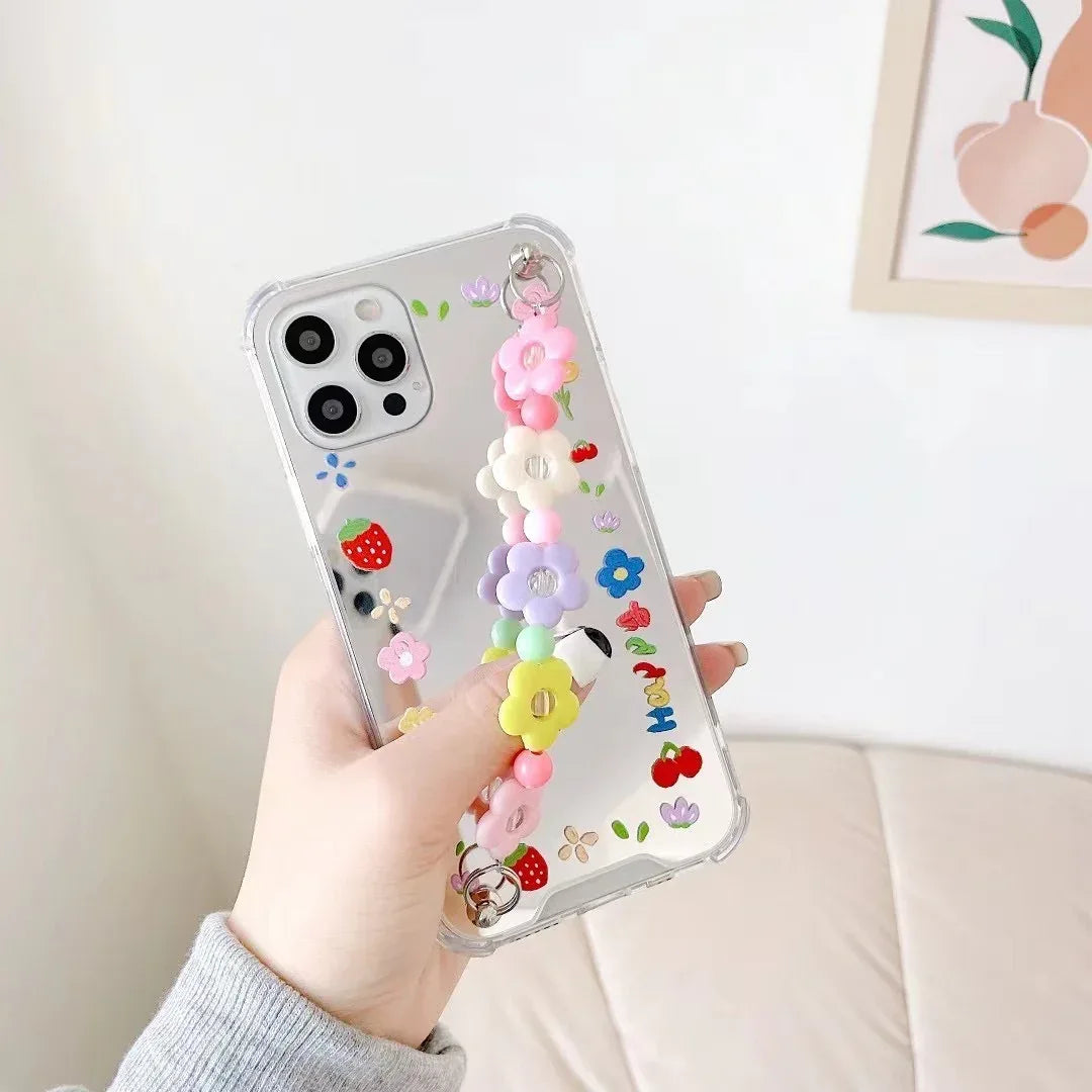 Flower Mirror iPhone Case with Charm - Viexta