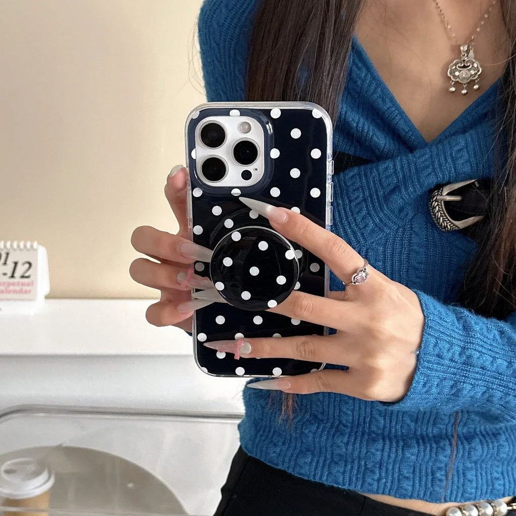 Polka Dot Magnetic Bracket iPhone Case - Viexta