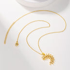 Sparkling Zircon Leaf Pendant Necklace