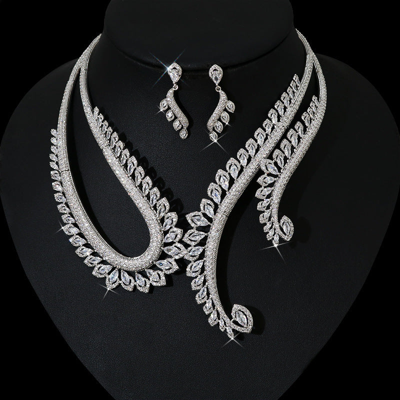 ins-wind-zircon-necklace-earring-set