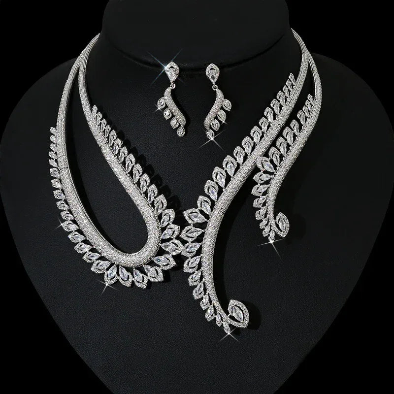 ins-wind-zircon-necklace-earring-set - Viexta