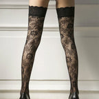 Long Tube Lace Jacquard Fishnet Stockings Summer Lace Thigh Socks