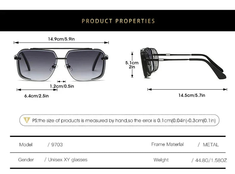 Gradient A Wire Fence Edge Retro Sunglasses - Viexta