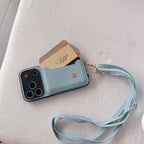 Over-the-shoulder Lanyard Leather iPhone Case - Viexta