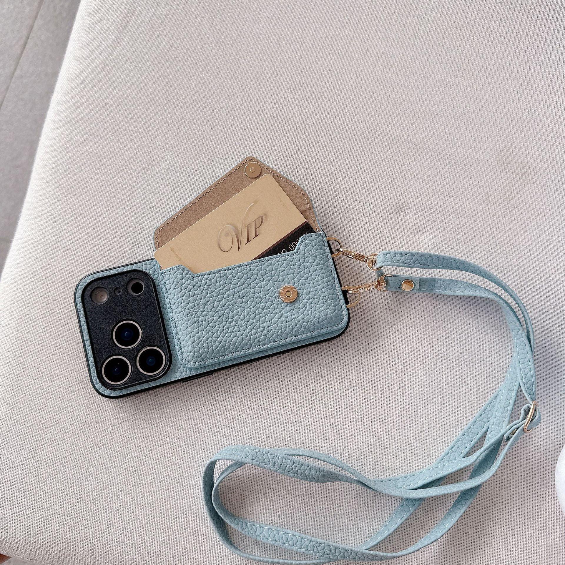 Over-the-shoulder Lanyard Leather iPhone Case - Viexta