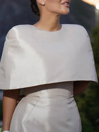 Satin Cape-style Top &Fitted Maxi Dress Set - Viexta