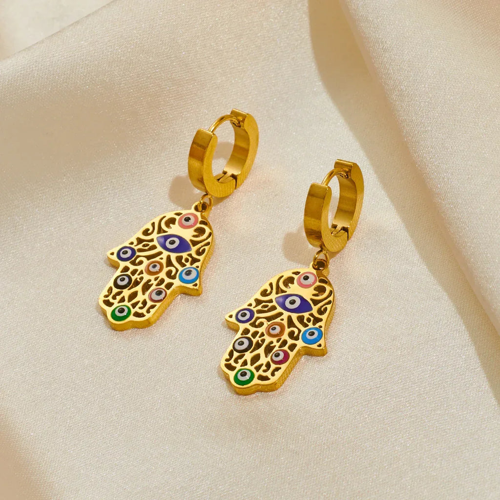 18k Palm Eye Necklace Earring Bracelet Suit - Viexta