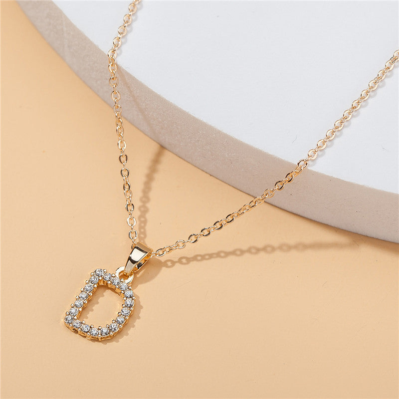 18k 26 Golden English Letter Pendant Clavicle Chain