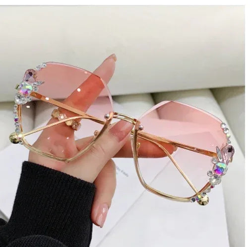 Rhinestone Purple Sunglasses - Viexta