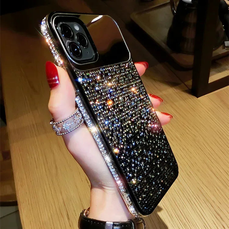 Gradient Rhinestone Mirror Phone Case - Viexta