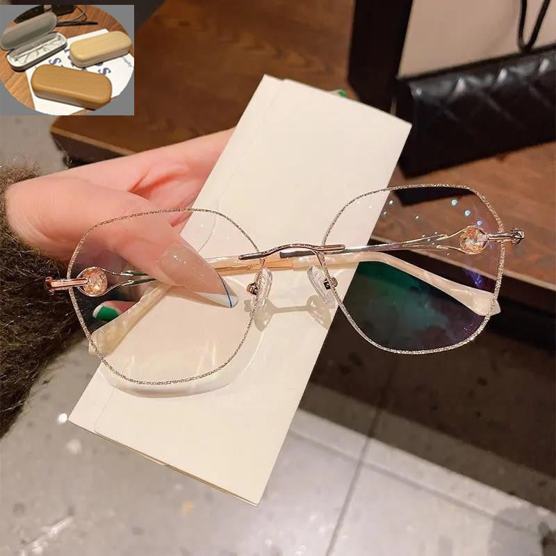 Champagne Gold Frameless Polygon Anti-blue Glasses