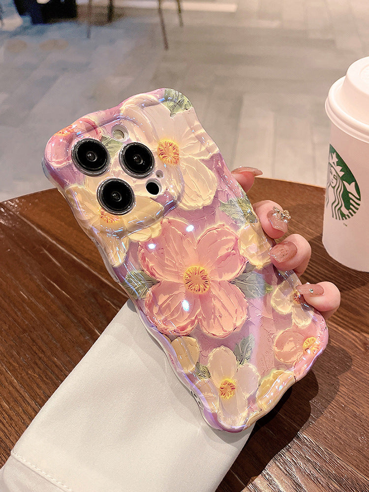 Oil Painting Flower Lanyard iPhone Case